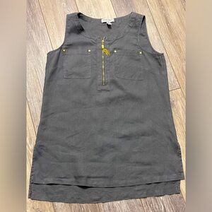 🛍️Ellen Tracy 100.% Linen dress dark gray with gold color zipper Size M